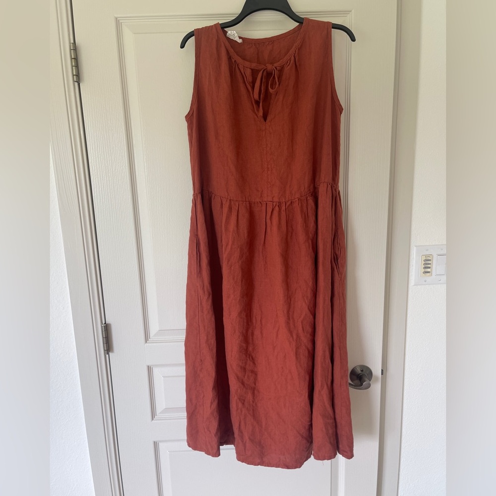 Linen Handmade Studio rust midi dress